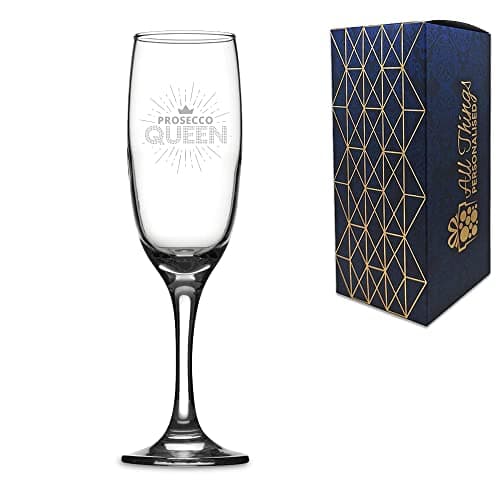 Image of Novelty 7.5oz/210ml Prosecco Champagne Flute - Prosecco Queen - Perfect Prosecco Gift - Optionally Engraved with Your Own Personal Message on the Back.
