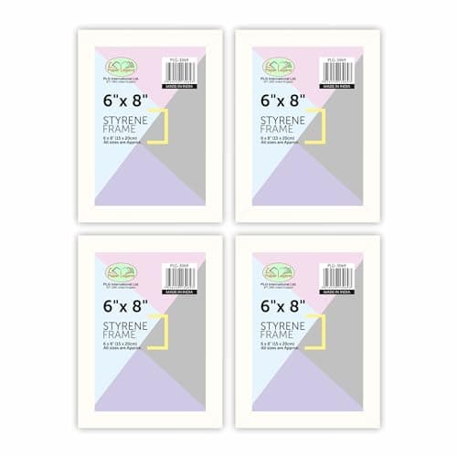 Image of (Pack Of 4) - 6 x 8 Inch White Styrene Photo Frame (15 x 20cm) Lightweight Modern Picture Frame for Wall & Tabletop Display, Minimal Poster Art Photo Frame for Home, Office, Gallery & Gifts.
