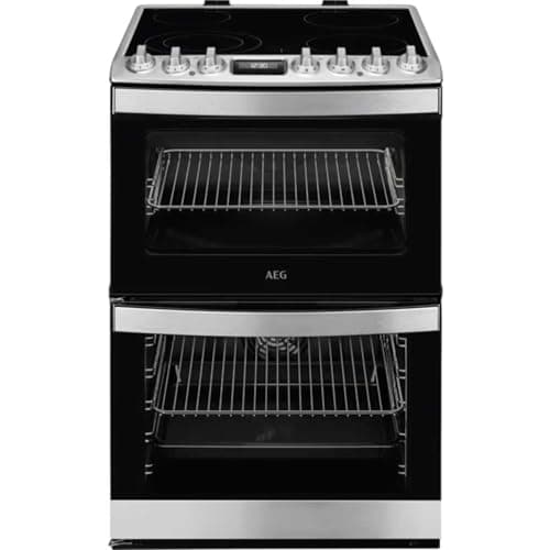 Image of AEG 6000 SteamBake CCB6741ACM 60cm Double Oven Electric Cooker with Ceramic Hob - Stainless Steel - A Rated