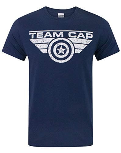 Image of Captain America Civil War Team Cap Distressed Men's T-Shirt Blue