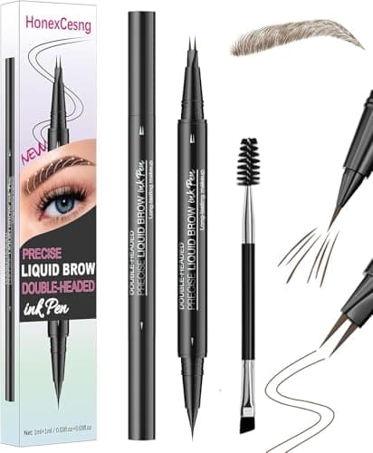 Image of Microblading Eyebrow Pen, Faux Brow, Double Brush Tip Brow Tint Pen, Natural Hair-Like Finish, Transfer and Smudge-Resistant, 48 hours Long-Lasting Brow Pen for Women (Medium Brunette)