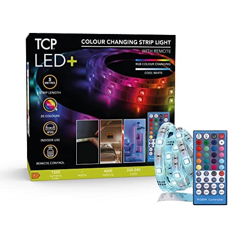 Image of TCP LED Plus Remote Strip Light Colour RGBW 5 Metre, Multi-Colour (BSMRMTLRGBW5MUK1P)