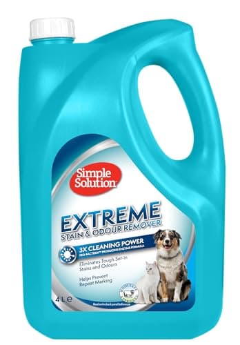 Image of Simple Solution Extreme Pet Stain and Odour Remover, Enzymatic Cleaner with 3X Pro-Bacteria Cleaning Power - Dog and Cat - 4 litre