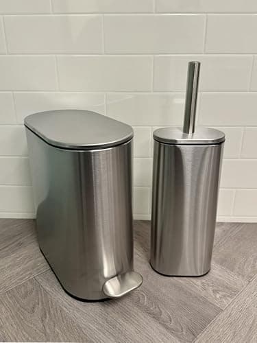 Image of Showerdrape Fortuna 5L Soft Close Bathroom Pedal Bin and Toilet Brush Set in Satin Chrome