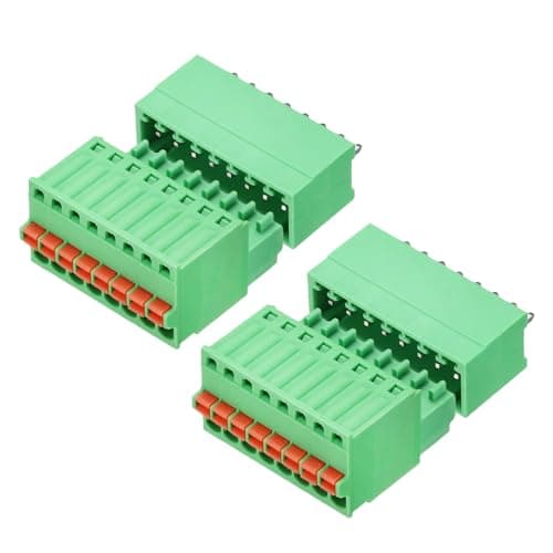 Image of sourcing map 2set 2.5mm/0.1" Pitch PCB Terminal Block Connector 8 Pin Straight Pin Male Female Pluggable Quick PCB Wiring Terminals for 27-20AWG Cable Mechanical Equipment, Green