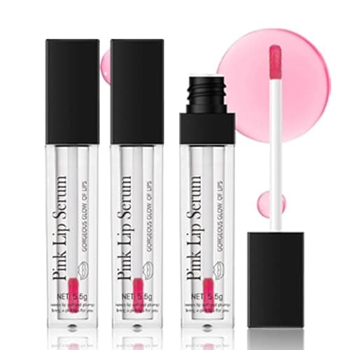 Image of Pink Lip Serum Lip Gloss - Moisturising Plumping Oil & Colour Changing Tinted Balm For Soft Full, Subtle Pink Tint, Everyday Wear, Women's Hydrating Care, Non-Sticky Formula, Sheer Stain,