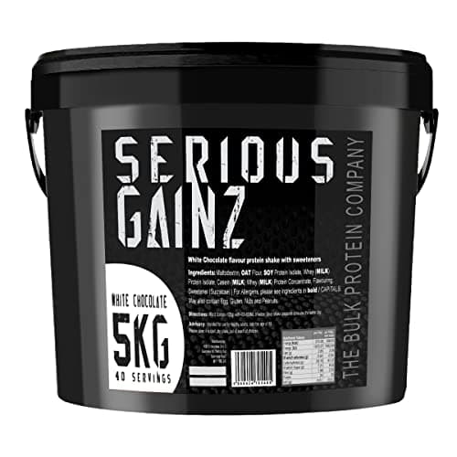 Image of The Bulk Protein Company, SERIOUS GAINZ - Whey Protein Powder - Weight Gain, Mass Gainer - 30g Protein Powders (White Chocolate, 5kg)