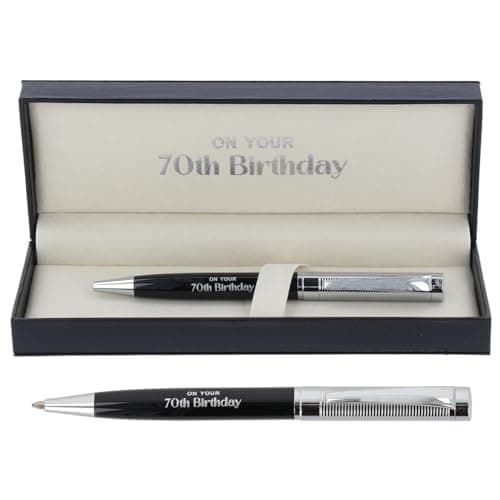 Image of Bridgewater Pen Company Birthday Collection Executive Ballpoint Pen - 18th, 21st, 50th, 60th, 70th, 80th Birthday Boxed Gift (70th Birthday)