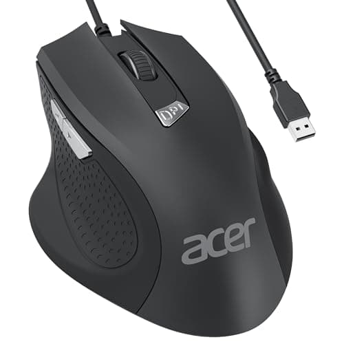 Image of Acer Wired Mouse, Ergonomic Computer Mouse with 6 Buttons, 4 Adjustable DPI up to 3200, Optical Sensor, USB Mice wired 1.5m Cable, Compatible with Laptop, PC, Desktop, Mac, Chromebook, Notebook