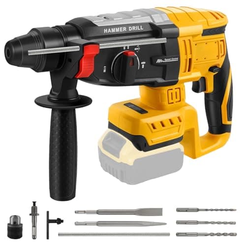 Image of Cordless Rotary Hammer Drill Compatible with Dewalt 18V 20V MAX Battery, Brushless SDS Plus 2.6 Joules Hammer Drill with 4 Modes and 5 Drills, 360°Auxiliary Handle (Battery not Included)