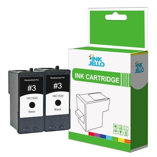 Image of InkJello Remanufactured Ink Cartridge Replacement for Lexmark X2580 X3580 X4580 Z1380 Z1480 LM03 (Black 2-Pack)