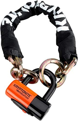 Image of Kryptonite New York 1210 12mm Chain and Evolution Disc Bicycle Lock, Black/Orange, 14mm x 100cm