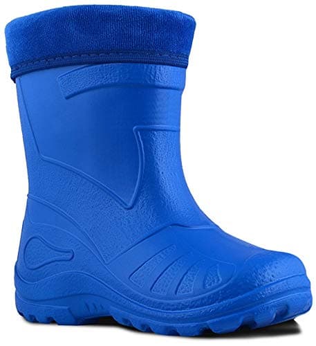 Image of Ultra Light EVA Kids Girls Wellington Boots Rainy Snow Wellies Very Warm Liners (8 UK 25 EU - 16 cm, Blue)