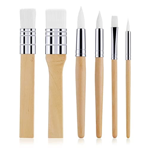 Image of TIESOME Wooden Paint Brush Set, 6Pcs Paintbrushes for Acrylic Painting Brushes Artist Paintbrushes for Oil Watercolor Canvas Boards Rock Body Face Nail Art Crafts DIY Art Painting Supplies