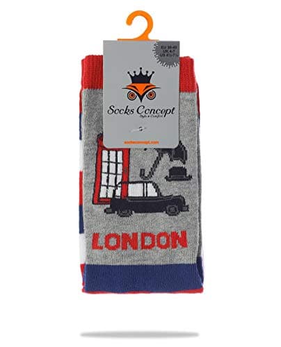 Image of Black Cab Red Phone Box | Unisex London Socks for Boys Girls | London Theme Gift | Size 4-7