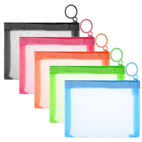 Image of 5 Pack Small Zip Pouch,5 x 4 Small Travel Toiletry Bag Portable Mini Mesh Bags for Storage Credit Card Coin Lipstick Daily Accessories (Black,Sky Blue,Pink,Orange,Green)