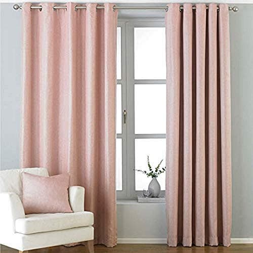 Image of Riva Home Paoletti Atlantic Twill Woven Eyelet Curtain Pair - Blush - 168x137cm
