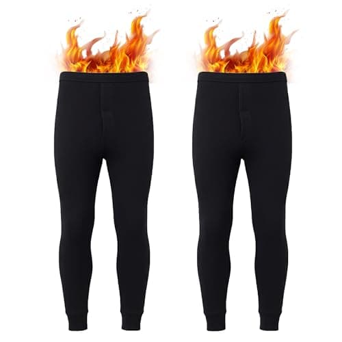 Image of J&A MARTS Men's Thermal Long Johns Bottoms 2 Pack – Fleece Lined Base Layer Pants for Men, Soft Warm Thermal Underwear Trousers, Stretch Fit Winter Leggings (2 Pants- Black - XL)