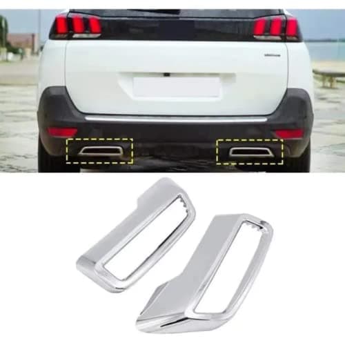 Image of 2 pcs Car Rear End Pipe Exhaust Muffler Trim for ​Peugeot 3008 5008 2017-2019 ABS