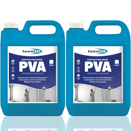 Image of Bond It 1 Hour PVA Contractors Grade 2 Pack (5L Each) – All Purpose PVA Glue Adhesive & Sealer for Plastering, Walls, Timber & Cement – Quick Drying PVA Bond & Primer for Porous Surfaces
