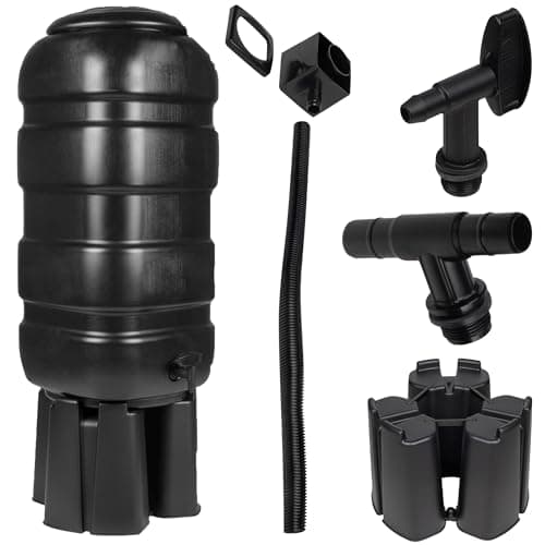 Image of Hardys 100L Slimline Garden Water Butt with Stand and Tap, UK Made - Lid & Rainwater Diverter Kit Included - Waterbutt for Outdoor Areas - Recycled Plastic, Easy to Set Up