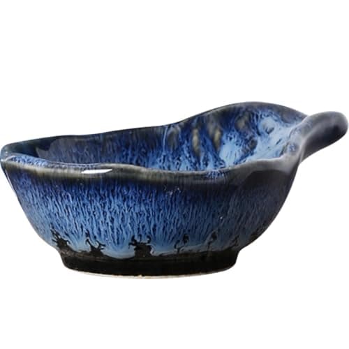 Image of Fenical Nordic Style Blue Ceramic Small Bowl for Sauce 60ml Capacity Resistant to Stains Convenient to Carry Appetizer Dish Suitable for Hotel and Restaurant Use