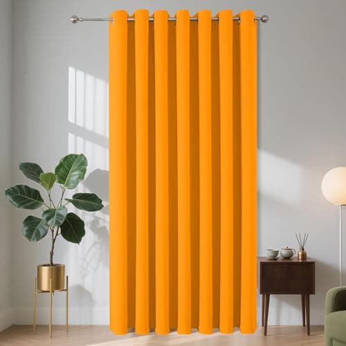 Image of Joydeco Blackout Door Curtain 52x84 Inch Drop 1 Panel, 75% Light Blocking Privacy Protection Single Eyelet Full Length Curtain for Window Dressing Room Wardrobe Open Closet - Orange