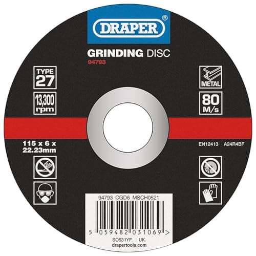 Image of Draper 94793 DPC Metal Grinding Disc, 115 x 6 x 22.23mm