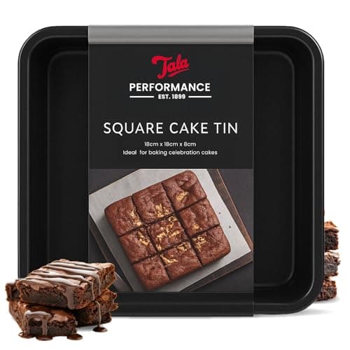 Image of Tala Performance, Loose Base Square Cake Tin, Professional Gauge Carbon Steel with Eclipse Non-Stick Coating, 19.4x19.4x7.5 Cake Pan; Ideal for Bakes and Celebration Cakes