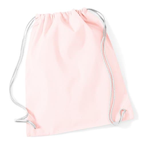 Image of Westford Mill W110 Cotton Gymsac - Pastel Pink/White