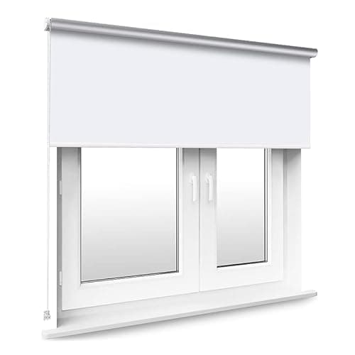Image of White Thermal Blackout Window Roller Blind Available in 16 Width Sizes, 100cm wide (plus 4.5cm fittings)