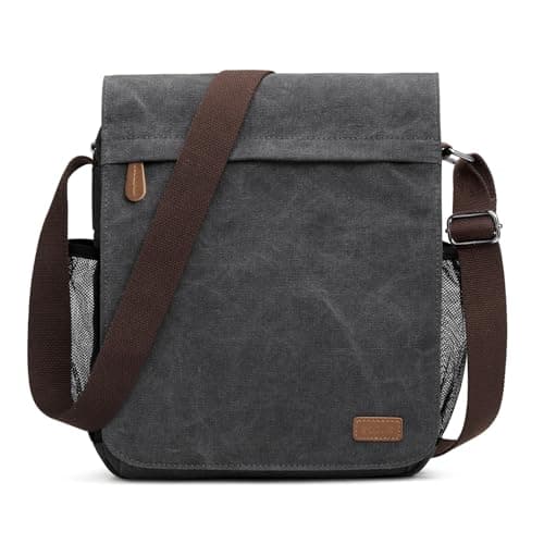 Image of S-ZONE Medium Messenger Bag with 12.9 Inch Tablet Compartment Men Canvas Crossbody Satchel Shoulder Bag