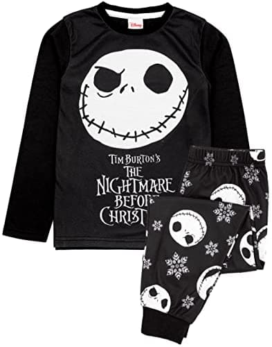Image of Disney The Nightmare Before Christmas Boys Pyjamas | Jack Skellington Sally Halloween Festive Long Sleeve Long Leg PJs Set | Matching Family Pajama Nightwear for Kids