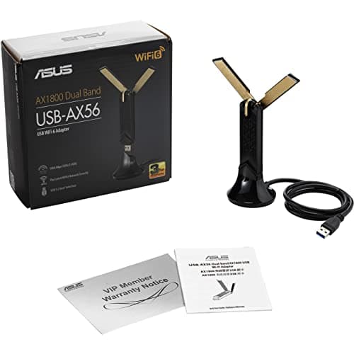 Image of ASUS WiFi 6 AX1800 USB WiFi Adapter (USB-AX56) - Dual Band WiFi 6 Client, 2x2 Support, Gaming & Streaming, Plug-and-Play, WPA3 Network Security, MU-MIMO, Beamforming, Black