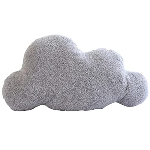 Image of Cloud Shaped Stuffed Plush Cushion, Back Cushion for Bedroom Office Car, Portable Cute Cotton Decoration Nordic Style Bedding Plush Sofa Throw Pillow (Grey, 25x13cm)