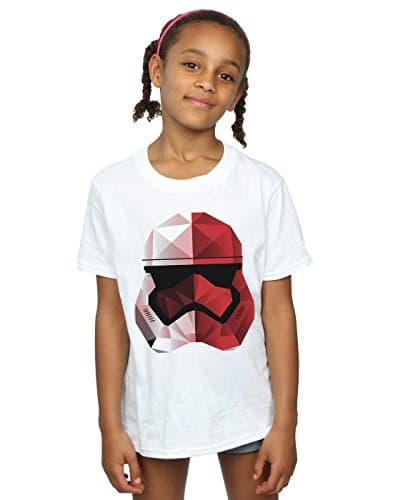 Image of Star Wars Girls The Last Jedi Stormtrooper Red Cubist Helmet T-Shirt 9-11 Years White