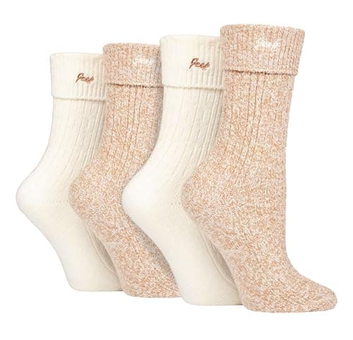 Image of Jeep Ladies 4 Pack Walking Boot Socks Soft Polyester Outdoor Socks for Hiking (4-8, Taupe/Cream)