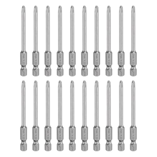 Image of sourcing map 20pcs #1 Phillips Screwdriver Bit PH1 1/4" Hex Shank 3" (75mm) Long Magnetic S2 Steel Industrial Grade Screw Driver Bit Cross Head Electric Drill Bits 0.16" (4mm) Rod