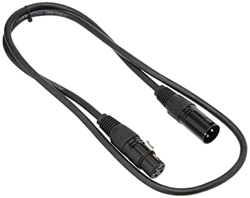 Image of PULSE PLS00265 DMX Lead – 3‑Pin XLR Male to Female, 1 m, Black