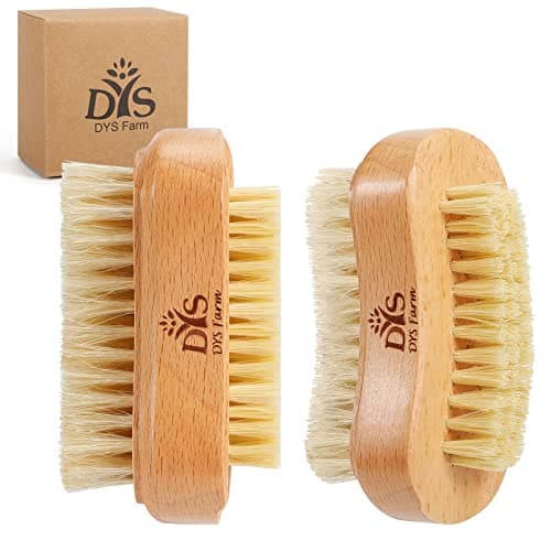 Image of Wooden Nail Cleaning Brush 2 PCS, Fingernail Scrub Brushes to Clean Nails Toenails, Natural Boar Bristle Two-sided Non-slip Hand Foot Nails Scrubber Cleaner Brushes