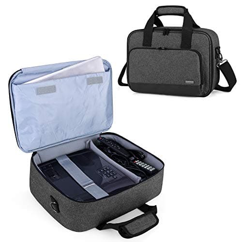 Image of Luxja Projector Bag with Protective Sleeve for Laptop, Projector Carrying Case with Accessories Pockets (Compatible with Optoma, Epson, BenQ and Other Projectors), 39.4 CM x 28 CM x 13.5 CM, Black