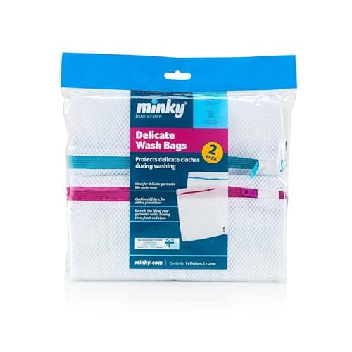 Image of Minky Delicates Laundry Bag 2 Pack, Reusable Mesh Laundry Bags for Washing Machine, Bra and Shoe Washing Machine Bag with Protective Case and Zips, Large and Small Mesh Bags