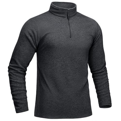 Image of KEFITEVD Mens Fleece Tops Quarter Zip Jumper Winter Thermal Long Sleeve Tops Casual Work Golf Sweatshirt,Black,XL