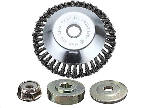 Image of Kagni Grass Trimmer Cutter Head Brushcutter Attachment with Locking Nut for Strimmer and Lawnmower, Twist Knot Wire Brush for Angle Grinder, Perfect for Clearing Weeds, Paint, Deburring, Steel, Rust,