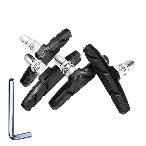 Image of TUHDWJ 2 Pairs V Bike Brake Pads, 70mm V Brake Blocks, Bicycle Brake Blocks Set with Hex Nuts and Spacer, 1 hexagonal spanner included, for Road Bikes Mountain Bikes (Black)