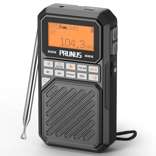Image of PRUNUS J-525 Small Radio AM FM, Support Bluetooth Headphones Connection, Portable Rdio with 2500mAh Rechargeable Battery, Pocket Digital Radio with Preset/TF Card/Headphone Jack/Sleep Timer