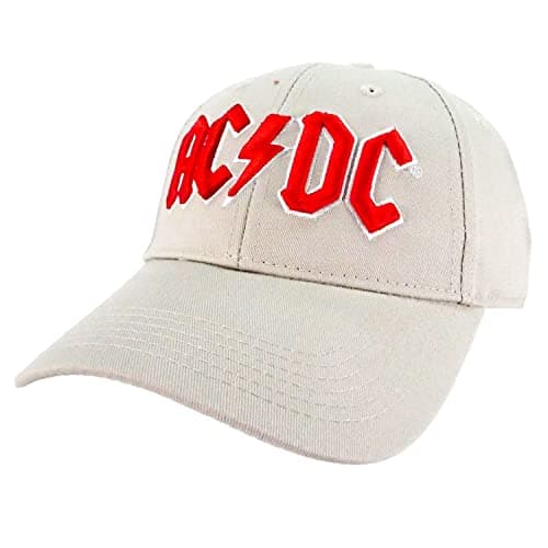 Image of AC/DC Men's Brown Adjustable Baseball Cap - Red Logo Design, Official Merchandise, Sun Protection, Fashion