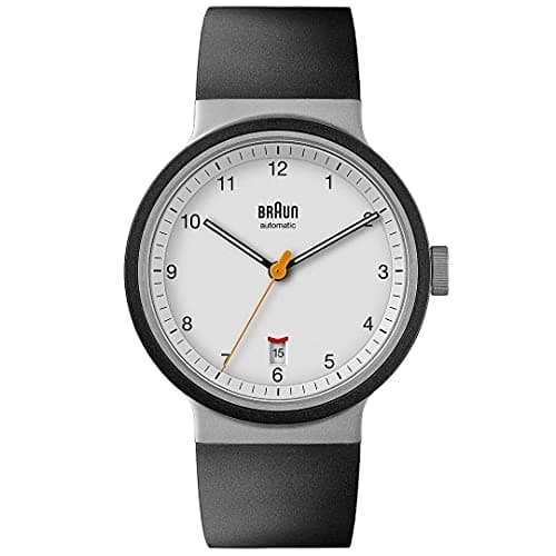 Image of Braun Automatic 3-Hand 40mm Mens Watch with Date Analogue Watch, Rubber Strap, 40mm Stainless Steel Case, Model BN0278WHBKG.