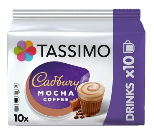 Image of Tassimo Cadbury Mocha Coffee Pods x10 (Pack of 1, Total 10 Drinks) Smooth & Creamy Hot Drink Coffee Capsules