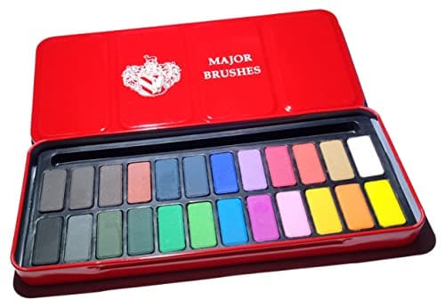 Image of Major Brushes Watercolour Block Tin Set of 24 Colours